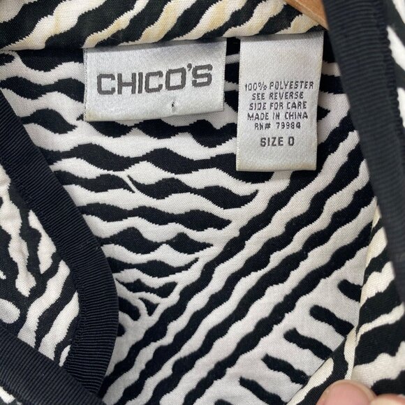 Chicos Jacket Womens 0 US Small White Abstract Striped Kimono Mandarin Collar - Picture 6 of 9